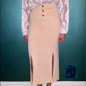 NWT Honey Punch knit maxi skirt pale pink